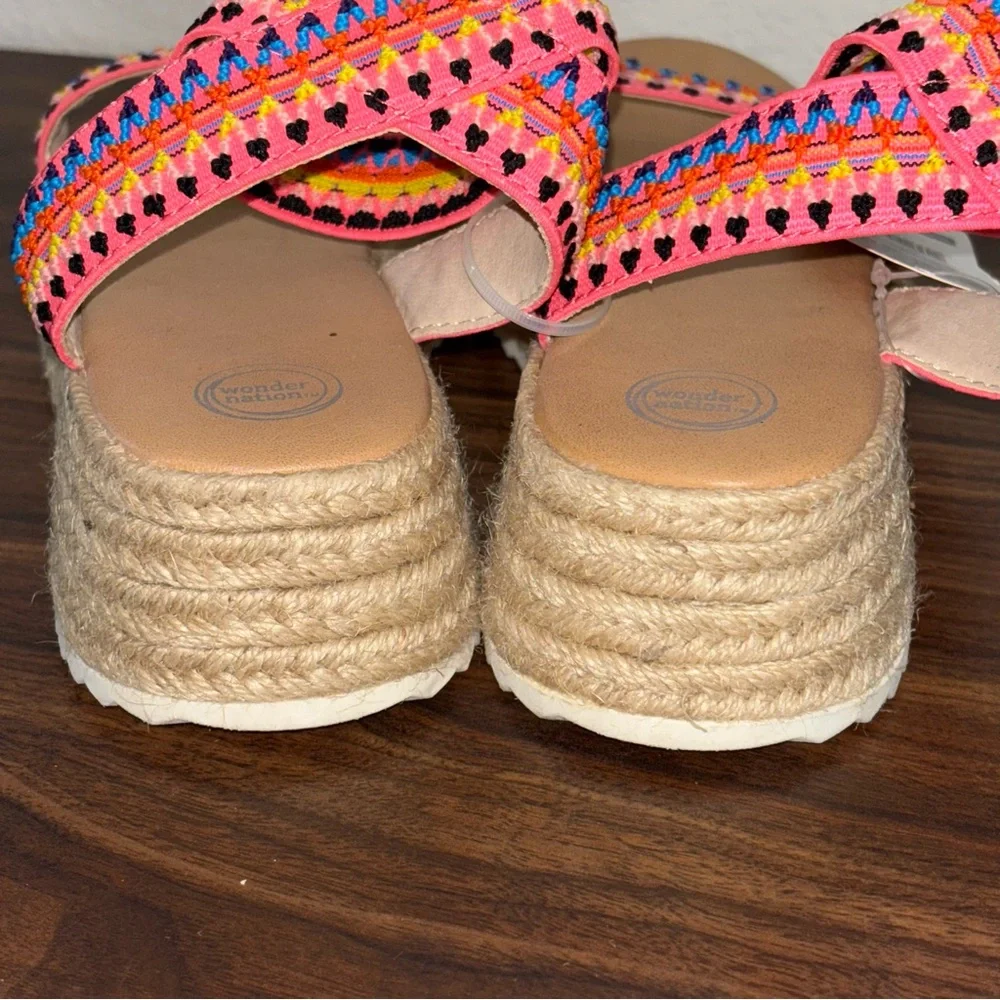 Wonder Nation Vibrant Pink Espadrilles with Multicolor Accents